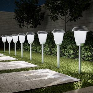 Nature Spring - Solar Path Lights (Set of 8) - Gunmetal