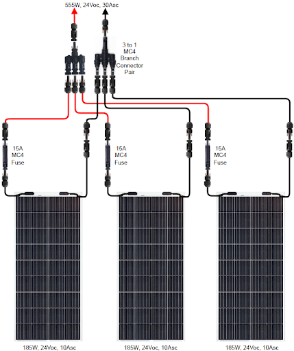 Solar panel wiring in parallel